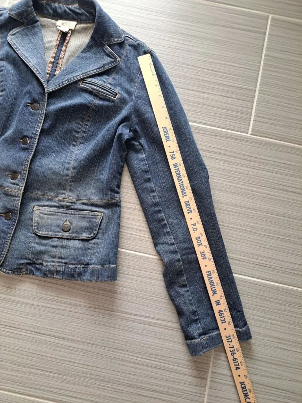 Y2K Ann Taylor Loft Womens Denim Blazer Jacket Size 8 Button Front Cotton Blue - Picture 10 of 10